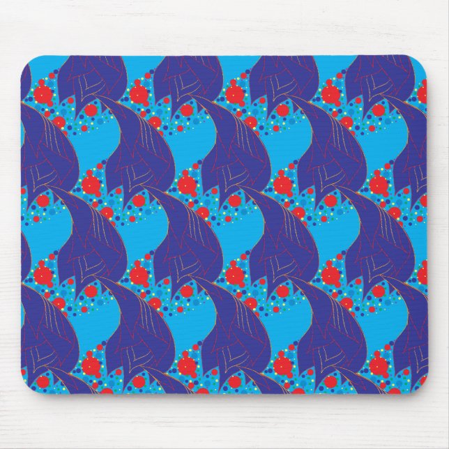 Modern abstract BLUE and red Rainbow drops pattern Mouse Pad (Front)