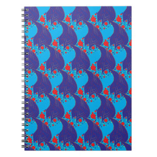 Modern abstract BLUE and red Rainbow drops pattern Spiral Notebook