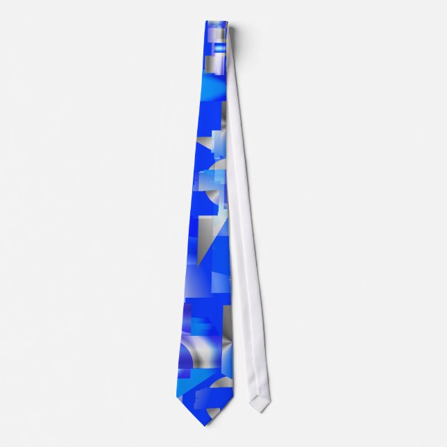 Modern Abstract Blue and Silver Tie (Front)