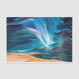 Modern Abstract Blue Beach Wave Tissue Paper