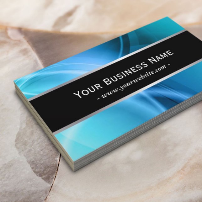 Modern Abstract Blue Curves Professional Business Card (Creator Uploaded)