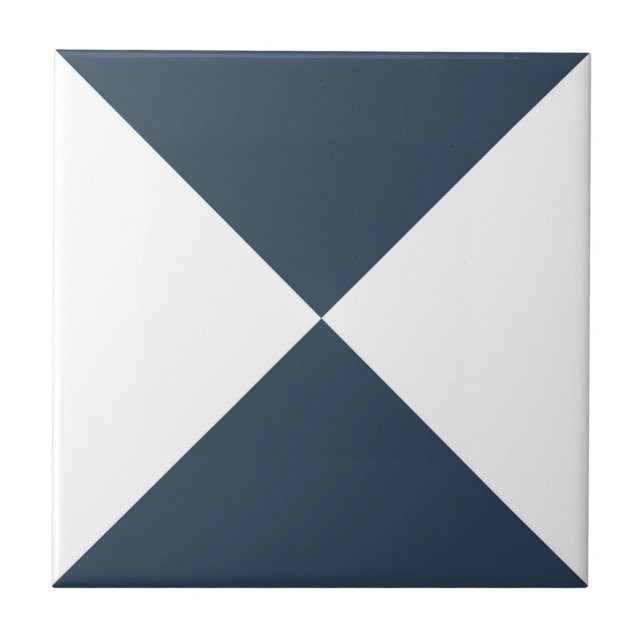 Modern Abstract Blue Geometric Triangle Pattern Tile (Front)