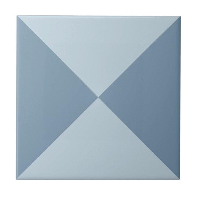 Modern Abstract Blue Geometric Triangle Pattern Tile (Front)
