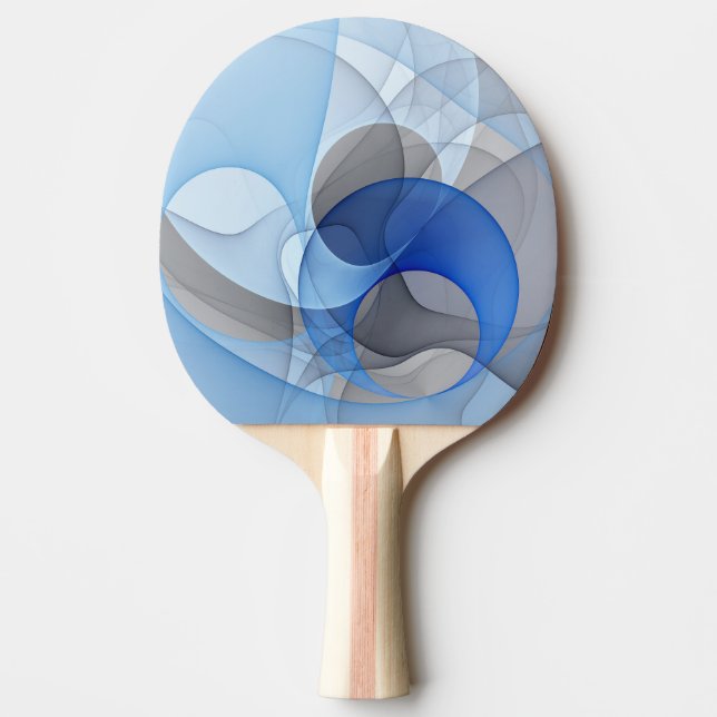 Modern Abstract Blue Gray Fractal Art Graphic Ping Pong Paddle (Front)