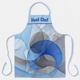 Modern Abstract Blue Grey Fractal Art Graphic Apron