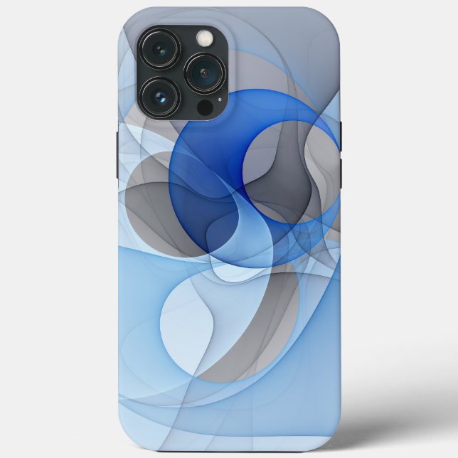 Modern Abstract Blue Grey Fractal Art Graphic Case-Mate iPhone Case (Back)