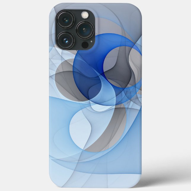 Modern Abstract Blue Grey Fractal Art Graphic Case-Mate iPhone Case (Back)