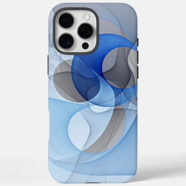 Modern Abstract Blue Grey Fractal Art Graphic Case-Mate iPhone Case (Back)