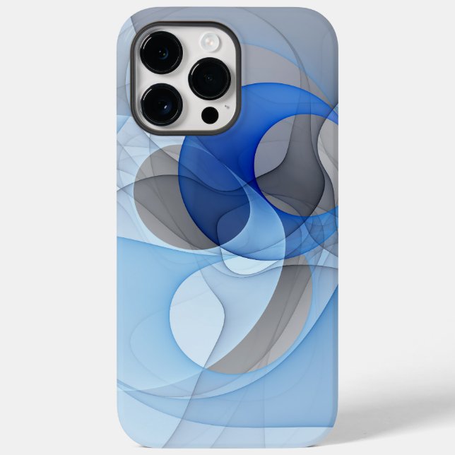 Modern Abstract Blue Grey Fractal Art Graphic Case-Mate iPhone Case (Back)