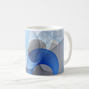Modern Abstract Blue Grey Fractal Art Graphic Coffee Mug