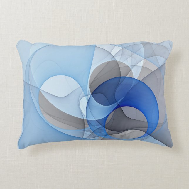 Modern Abstract Blue Grey Fractal Art Graphic Decorative Cushion (Front)