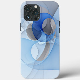 Modern Abstract Blue Grey Fractal Art Graphic iPhone 13 Pro Max Case