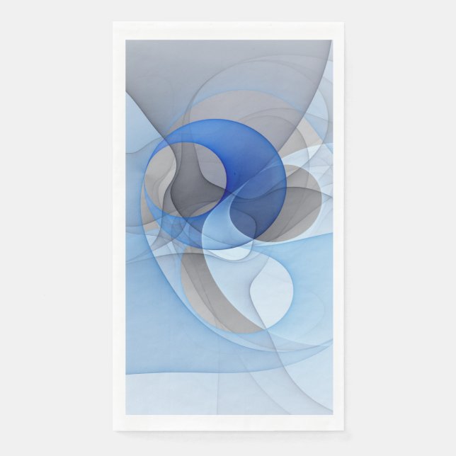 Modern Abstract Blue Grey Fractal Art Graphic Napkin (Front)