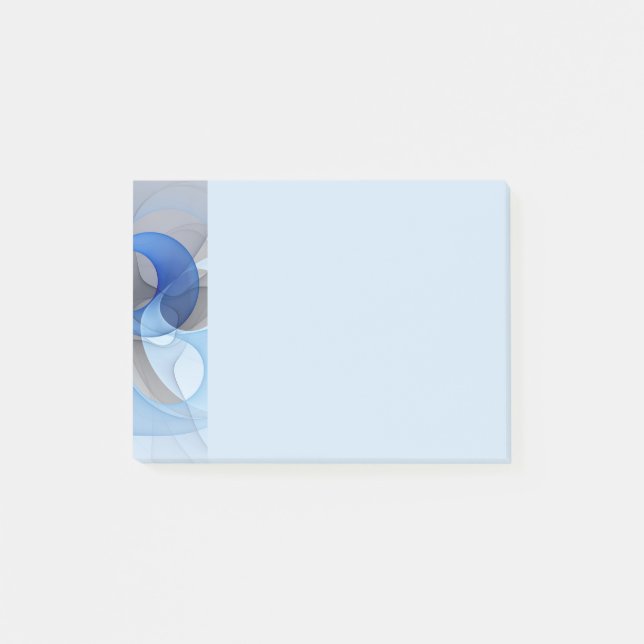 Modern Abstract Blue Grey Fractal Art Graphic Post-it Notes (Front)
