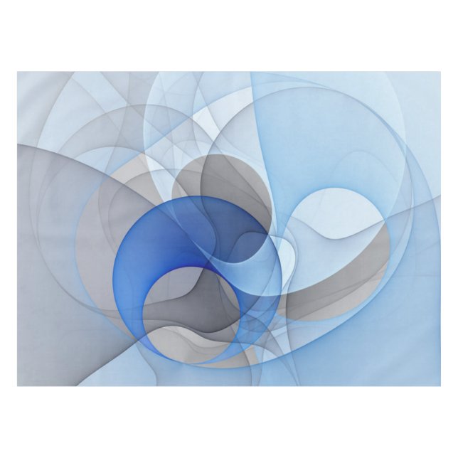 Modern Abstract Blue Grey Fractal Art Graphic Tablecloth (Front (Horizontal))