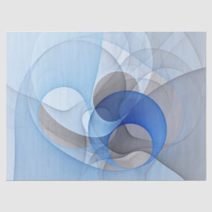 Modern Abstract Blue Grey Fractal Art Graphic Tissue Paper