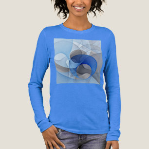 Modern Abstract Blue Grey Fractal Art Graphic Tri-Blend Shirt