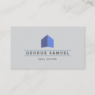 Modern Abstract Blue Home Logo Realtor Ash Black Business Card