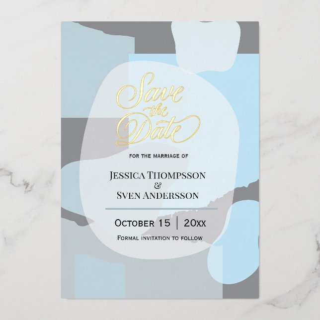 Modern Abstract Blue Minimalist Artistic Wedding  (Front)