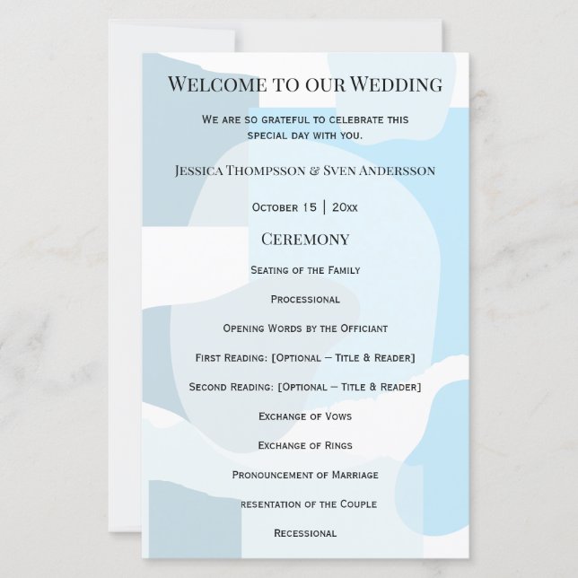 Modern Abstract Blue Minimalist Artistic Wedding  (Front)