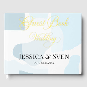 Modern Abstract Blue Minimalist Artistic Wedding  Guest Book