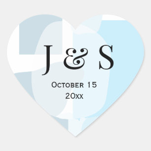 Modern Abstract Blue Minimalist Artistic Wedding Heart Sticker