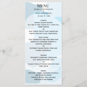 Modern Abstract Blue Minimalist Artistic Wedding Menu