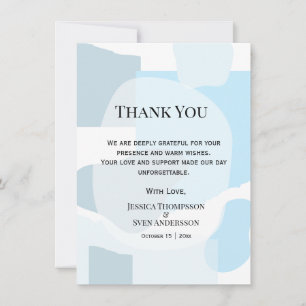 Modern Abstract Blue Minimalist Artistic Wedding Thank You Card