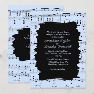 Modern Abstract Blue Music Wedding Invite
