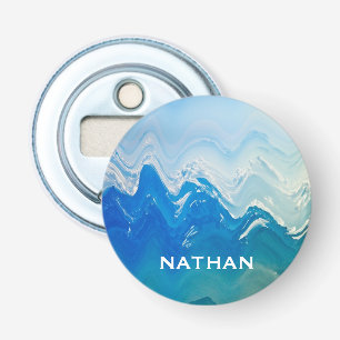 Modern Abstract Blue Ocean Art Personalised Bottle Opener
