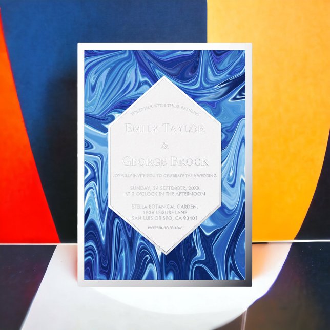 Modern Abstract Blue Oil Painting Wedding Silver (Creator Uploaded)