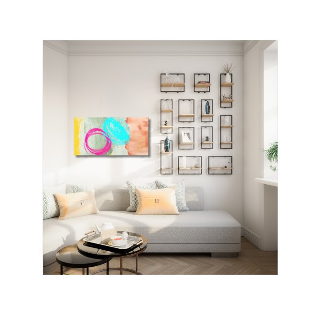 Modern Abstract Blue Pink Stretched Canvas Print (Creator Uploaded)