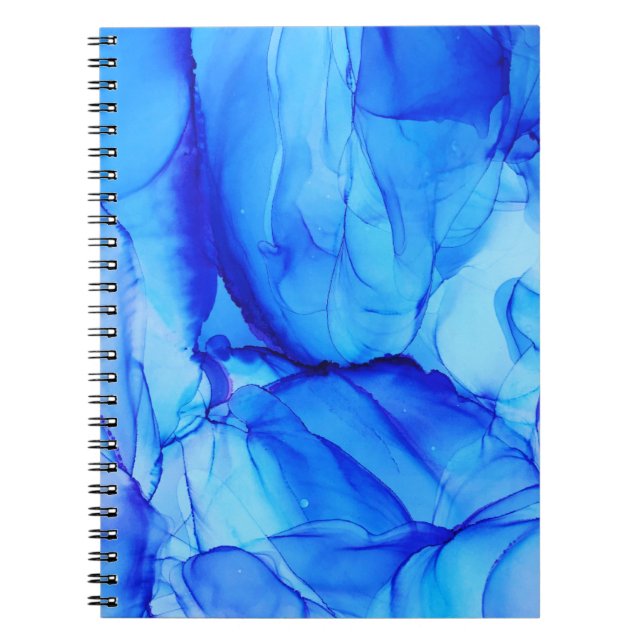 Modern Abstract Blue Purple Alcohol Ink Painting Notebook (Front)