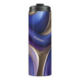 Modern Abstract-Blue, Purple and Gold Thermal Tumbler