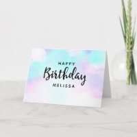 Modern Abstract Blue & Purple Watercolor Birthday