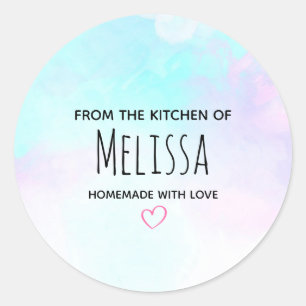 Modern Abstract Blue & Purple Watercolor Kitchen Classic Round Sticker