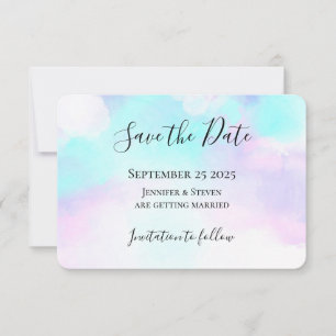 Modern Abstract Blue & Purple Watercolor Save The Date