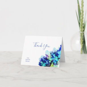 Modern Abstract Blue & Turquoise Ethereal Art Than Thank You Card