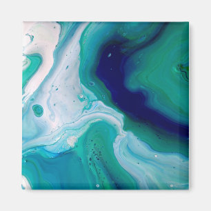 Modern Abstract Blue Turquoise Fluid Water Magnet