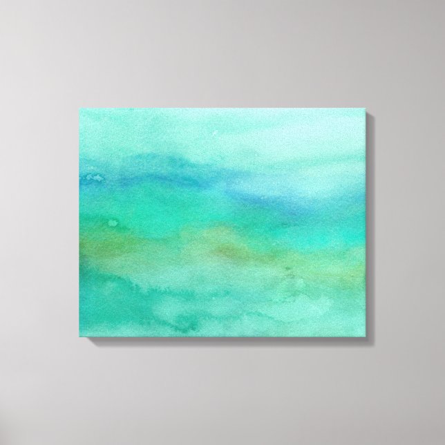 Modern Abstract  Blue Turquoise Watercolor Canvas Print (Front)