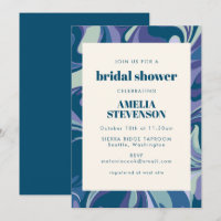 Modern Abstract Blue Unique Border Bridal Shower