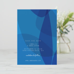 Modern Abstract Blue Unique Trendy Save The Date