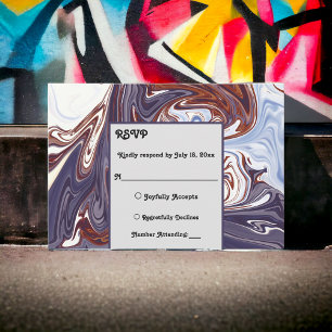 Modern Abstract Blue Wave Sky Stylish Chic Wedding RSVP Card