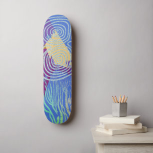 Modern Abstract Blue Yellow and Swirls Skateboard