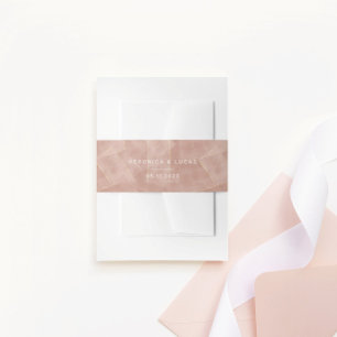 modern abstract blush gold Wedding Invitation Belly Band