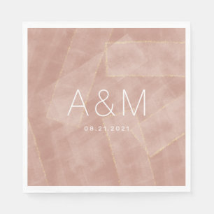 modern abstract blush goldmonogram wedding  napkin