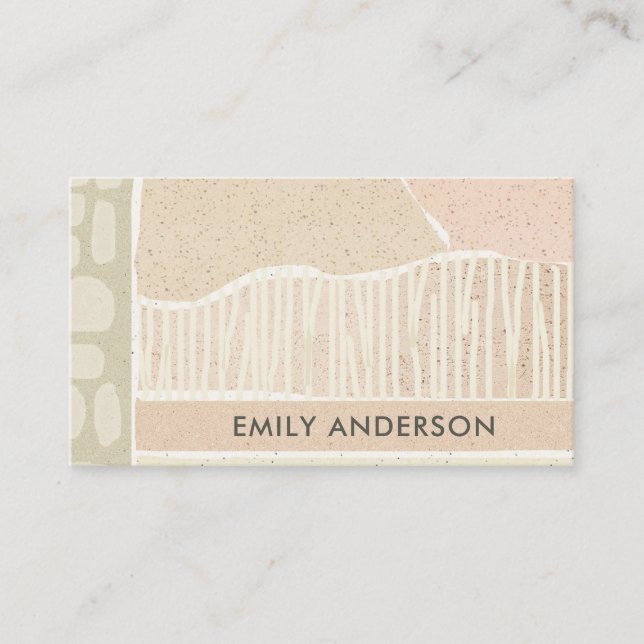 MODERN ABSTRACT BLUSH PINK CERAMIC TEXTURE WAVES BUSINESS CARD (Front)
