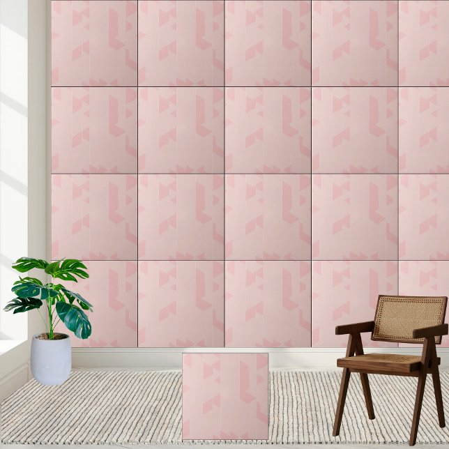 Modern Abstract Blush Pink Geometric  Tile (Modern Abstract Blush Pink Geometric Ceramic Tile)