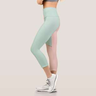 Modern Abstract Blush Pink Mint Collection Capri Leggings