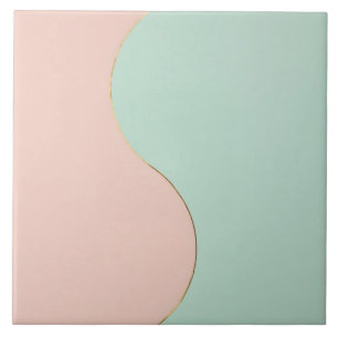 Modern Abstract Blush Pink Mint Collection Tile